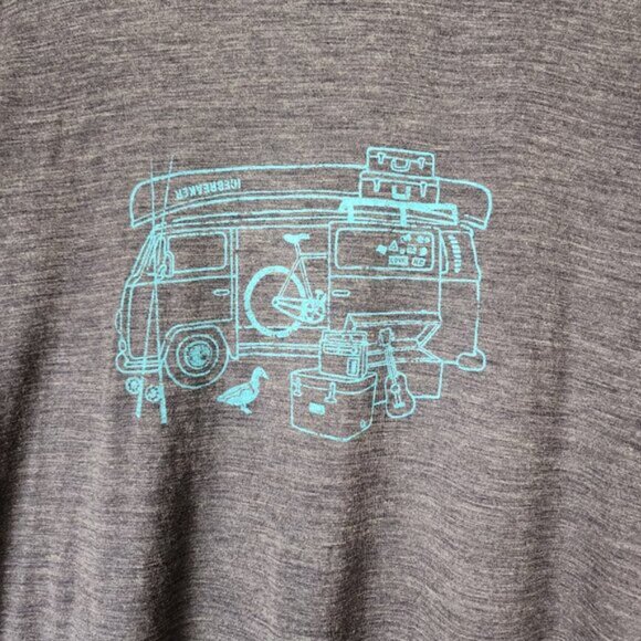 Icebreaker Navy RV Camper Print 87% Wool Short Sleeve T-Shirt - Picture 2 of 5